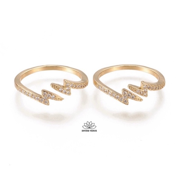 Lighning Bolt Ring | Gold Plated Brass - Picture 3 of 9